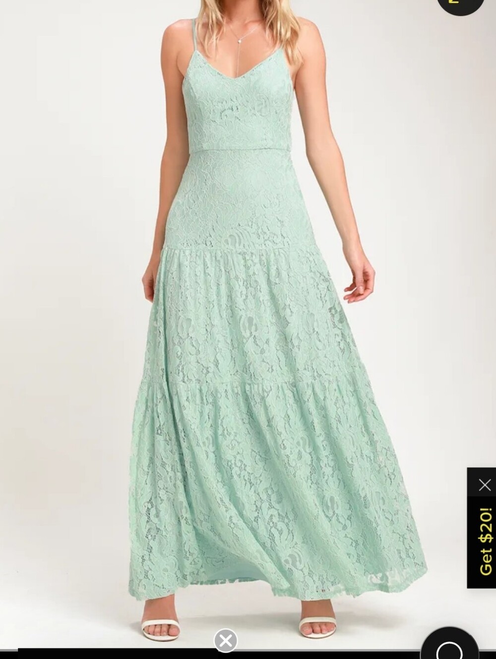Lulus Sage Cotton Lace Spaghetti-Strap Maxi Dress RD4390 Prom Bridesmaid HOCO XL